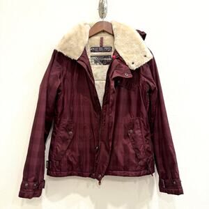 Burton Women’s Maroon Dutchess Insulated Jacket Faux Fur Small Snowboard Coat